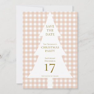 Invitation Pine Tree Christmas Cream En vichy Enregistrer la