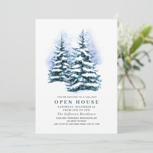 Invitation Pine Tree Christmas Holiday Open House (Debout devant)
