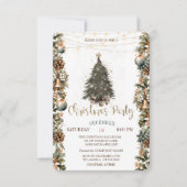 Invitation Pine Tree, Cloches, Balls, Pinecones Noël (Devant)