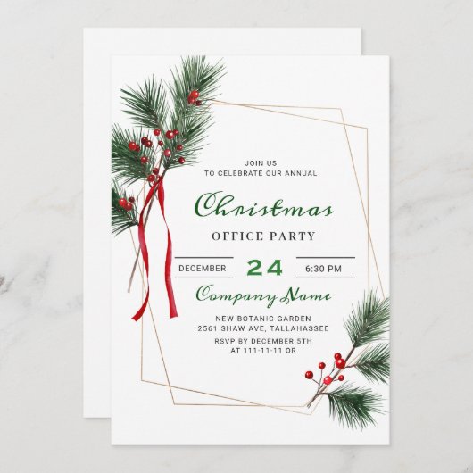 Invitation Pine Tree Corporate Noël (Devant / Derrière)