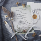 Invitation Pine Tree Deer Forest Mountain QR Code Wedding