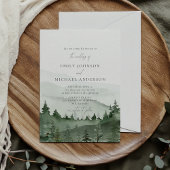 Invitation Pine Tree, Foggy Mountains Rustic Wedding 