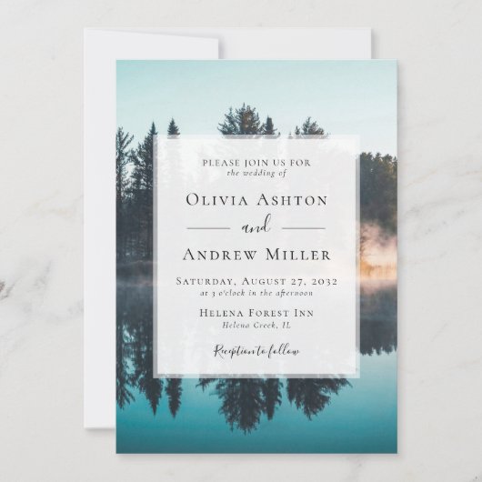 Invitation Pine Tree Forest Mariage à thème rustique (Devant)