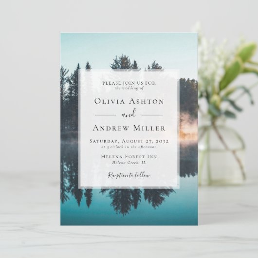 Invitation Pine Tree Forest Mariage à thème rustique (Debout devant)
