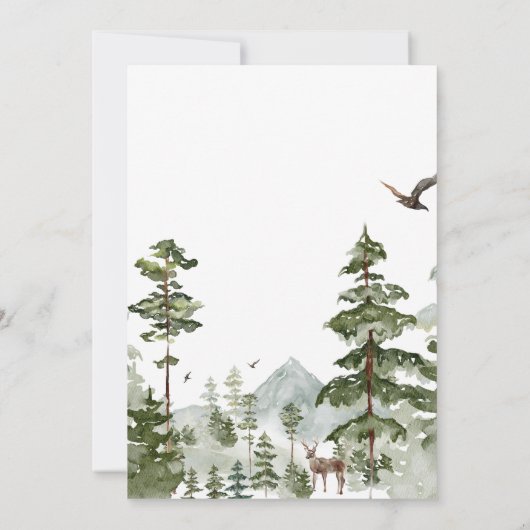 Invitation Pine Tree Forest Mountain Couple Douche (Dos)