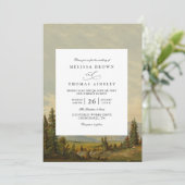 Invitation Pine Tree Forest Mountains Rustic QR Code Wedding (Debout devant)