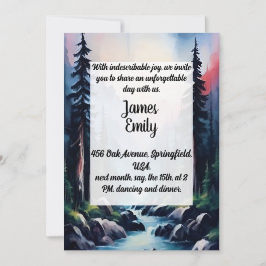 Invitation Pine Tree Forest Russe Aquarelle Mariage à thème (Devant)