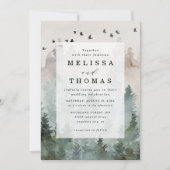 Invitation Pine Tree Forest Rustic Budget QR Code Wedding (Devant)