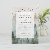 Invitation Pine Tree Forest Rustic Budget QR Code Wedding (Debout devant)