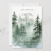 Invitation Pine Tree Forest Rustique Mariage d'aquarelle (Devant)