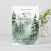 Invitation Pine Tree Forest Rustique Mariage d'aquarelle (Debout devant)