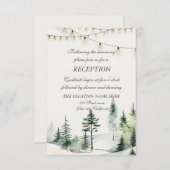 Invitation Pine Tree Forest, String Lights Mariage Réception (Devant / Derrière)