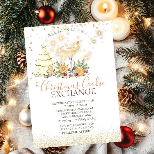 Invitation Pine Tree Gingerbread Cookies Cocktail Christmas