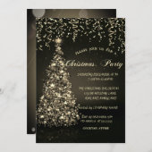 Invitation Pine Tree Gold Confetti Noël Société Parti (Devant / Derrière)