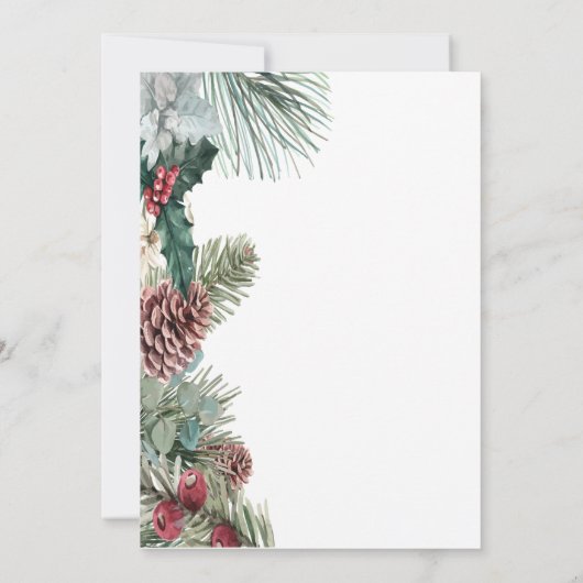 Invitation Pine Tree Gold Stars Pine Cônes Noël (Dos)