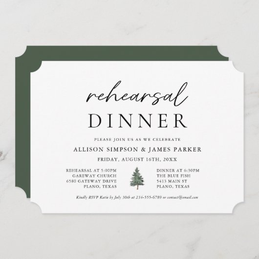 Invitation Pine Tree Mountain Dîner de répétition extérieur (Devant / Derrière)