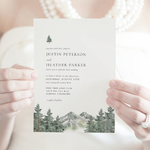 Invitation Pine Tree Mountain Forest Mariage