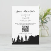 Invitation Pine Tree Mountain QR Code Mariage Enregistrer La  (Debout devant)