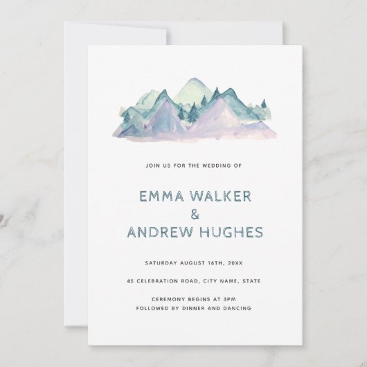 Invitation Pine Tree Mounts Nature Bois Vert Mariage (Devant)