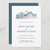 Invitation Pine Tree Mounts Nature Bois Vert Mariage (Devant / Derrière)