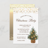 Invitation Pine Tree Orange, Dots d'or Noël (Devant / Derrière)