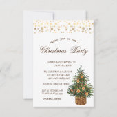 Invitation Pine Tree Orange, Gold Dots Fête de Noël (Devant)