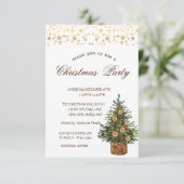 Invitation Pine Tree Orange, Gold Dots Fête de Noël (Debout devant)