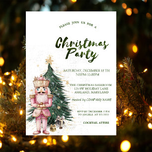 Invitation Pine Tree Stars Nutcracker Christmas Company