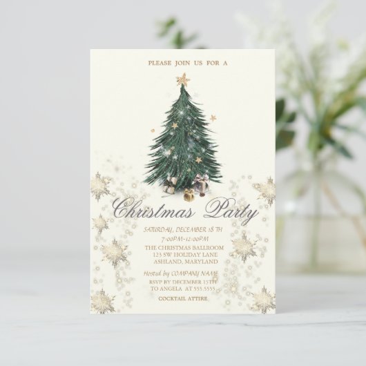 Invitation Pine Tree Stars Snowflakes Company (Debout devant)