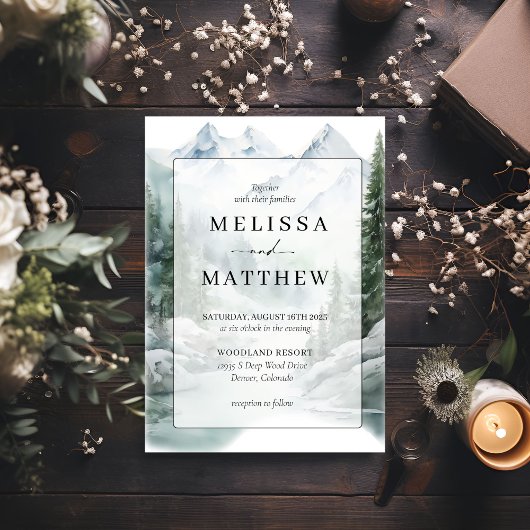 Invitation Pine Tree Watercolor