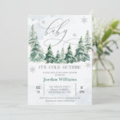 Invitation Pine Trees Baby il fait froid dehors Baby shower (Debout devant)