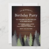 Invitation Pine Trees Bois rustique Fête d'anniversaire d'hiv (Devant)