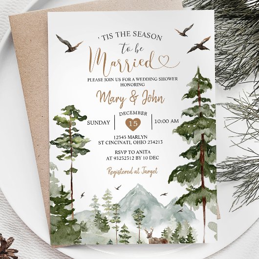 Invitation Pine Trees C'est la saison pour être marié Mariage