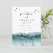 Invitation Pine Trees Forêt Rustique Aquarelle Mariage (Debout devant)