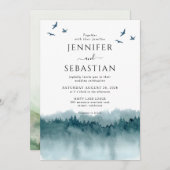 Invitation Pine Trees Forêt Rustique Aquarelle Mariage (Devant / Derrière)