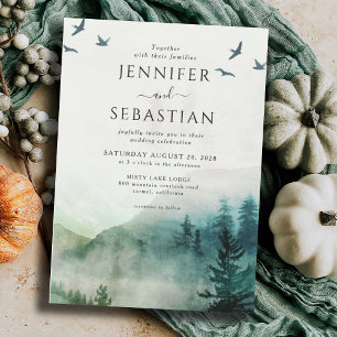 Invitation Pine Trees Forêt Rustique Aquarelle Mariage