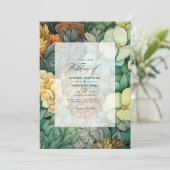 Invitation Pine vert et brunes douces Floral Winter Wedding (Debout devant)