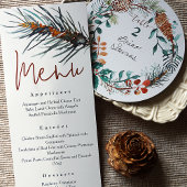 Invitation Pine Verte Rustique Aiguilles Réception Dîner Menu