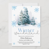 Invitation Pine Winter Wonderland Snowflakes Bridal Shower  (Devant)