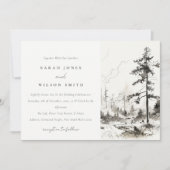 Invitation Pine Woods Mountain Paysage Mariage de croquis (Devant)