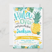 Invitation Pineappa Luau Pool d'Anniversaire de la fête de Lu (Devant)