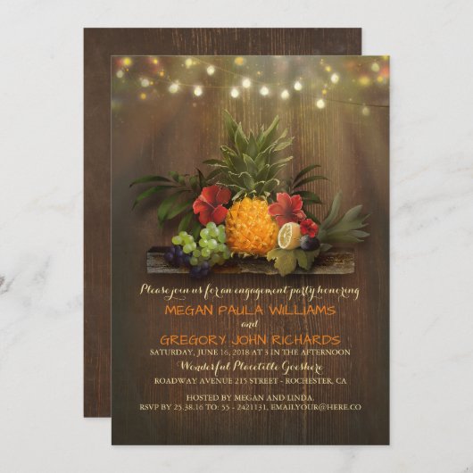 Invitation Pineappical Tropical Beach Lights (Devant / Derrière)