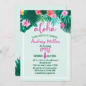 Invitation PINEAPPLE ALOHA fleur tropicale Anniversaire (Devant / Derrière)