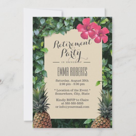 Invitation Pineapple Beach Luau Parti de la retraite (Devant)