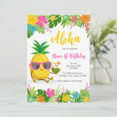 Invitation Pineapple Girl Birthday Aloha Hawaii Summer (Debout devant)