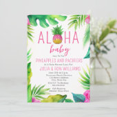 Invitation Pineapple Jungle Pacificateurs Baby shower fille r (Debout devant)