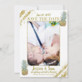 Invitation Pineapples Pailletés Tropicaux Enregistrer la Date (Devant)