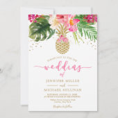 Invitation Pineappy rose or Floral Mariage tropical (Devant)