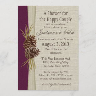 Invitation Pinecone et Burlap Look Douche Couple