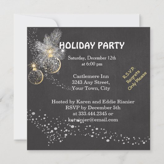 Invitation Pinecone Ornements Chalkboard Noël (Dos)